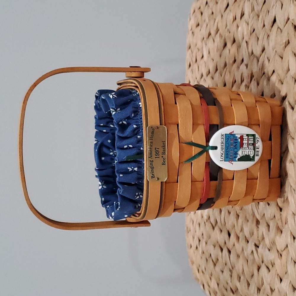 Longaberger 1997 Bee Basket Liner Tie-on & Protector Set
